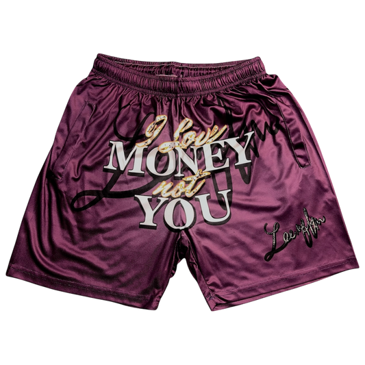 I Love Money, Not You Purple Shorts